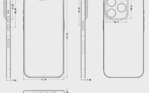 iPhone14 Pro详细尺寸图曝光：比前代更厚、感叹号挖孔面积巨大